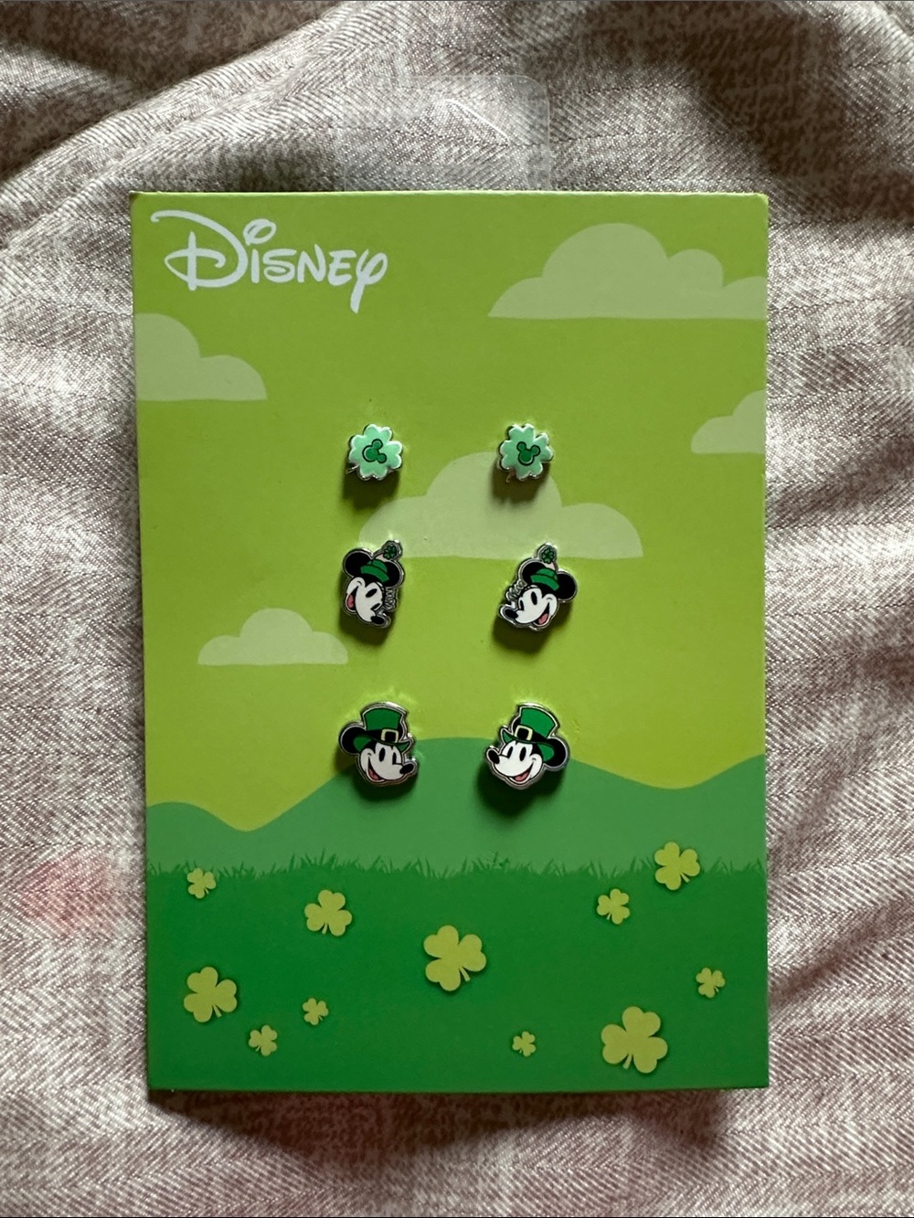 Disney Green Mickey Shamrock Stud Earring Set